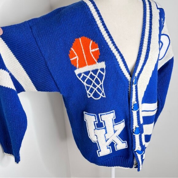 Vintage University Of Kentucky Wildcats Basketball Cheer Cardigan Sweater L - Picture 2 of 6